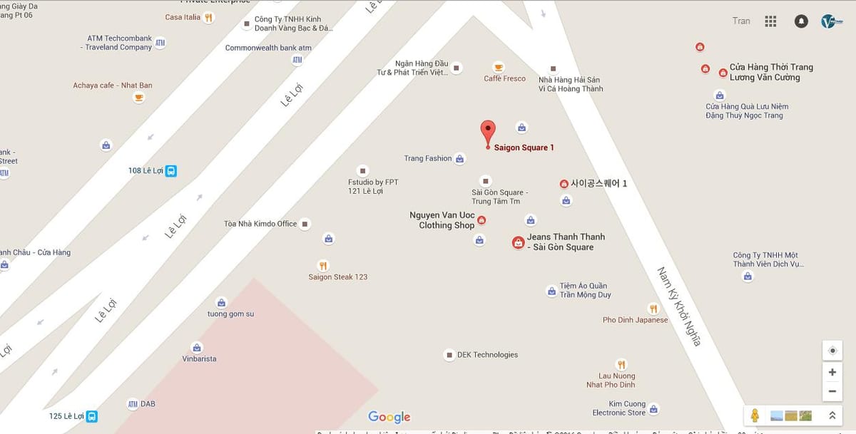 Mapa centrum handlowe Saigon square 