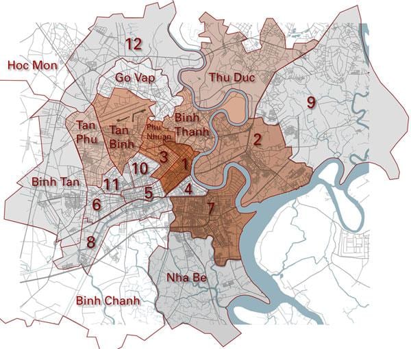 powiat mapa Sajgon